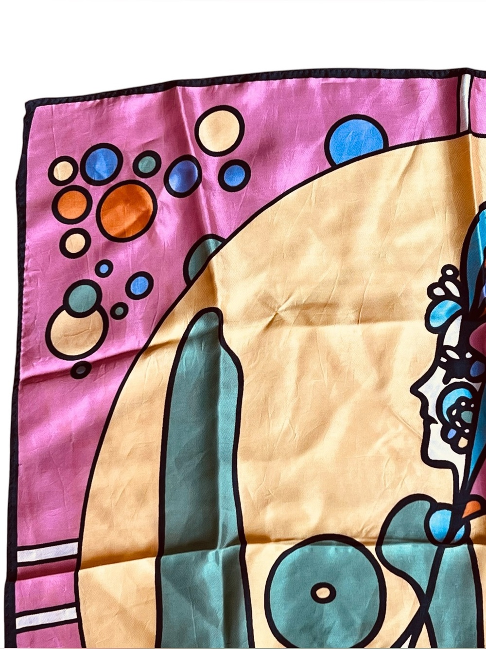 Peter Max 1970s Vintage Rare Pop Art Love Silk Scarf Psychedelic Colorful Pink - Picture 2 of 15